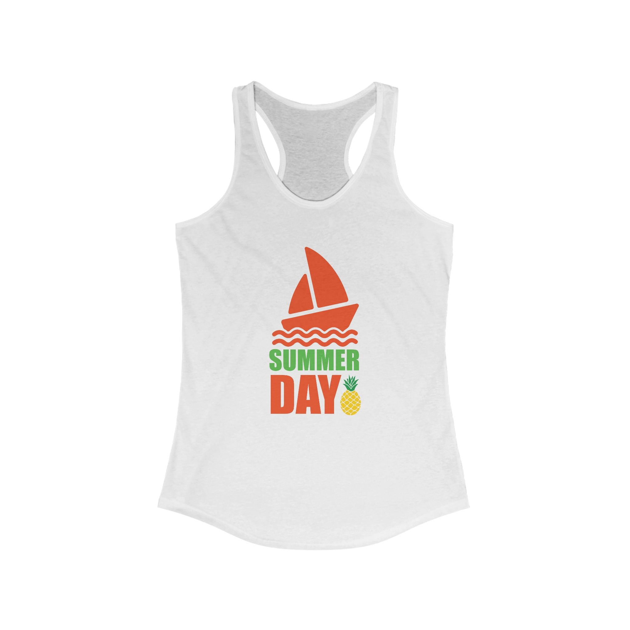 Summer Day Racerback Tank - Perfect for Beach Trips, Yoga, Festivals, and Summer Fun, Ladies' Casual Wear, Gift Idea